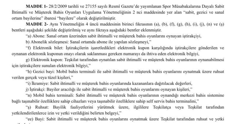 Yasa Dışı Bahise Sıkı Denetim, Resmi Gazetede Yayınlandı