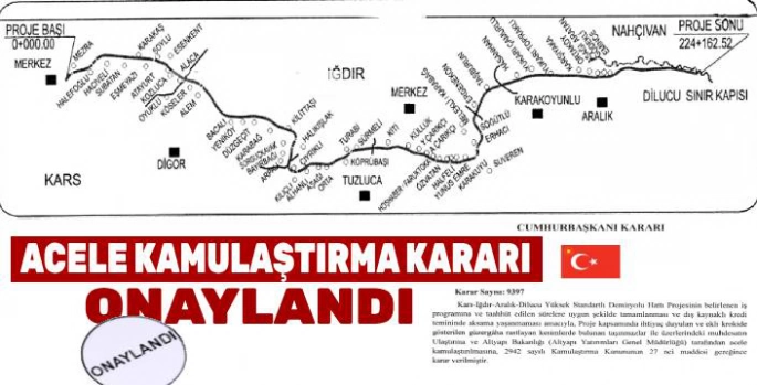 Kars-Iğdır-Nahçıvan Demiryolu Projesinde acele kamulaştırma kararı – Birlik Haber Ajansı